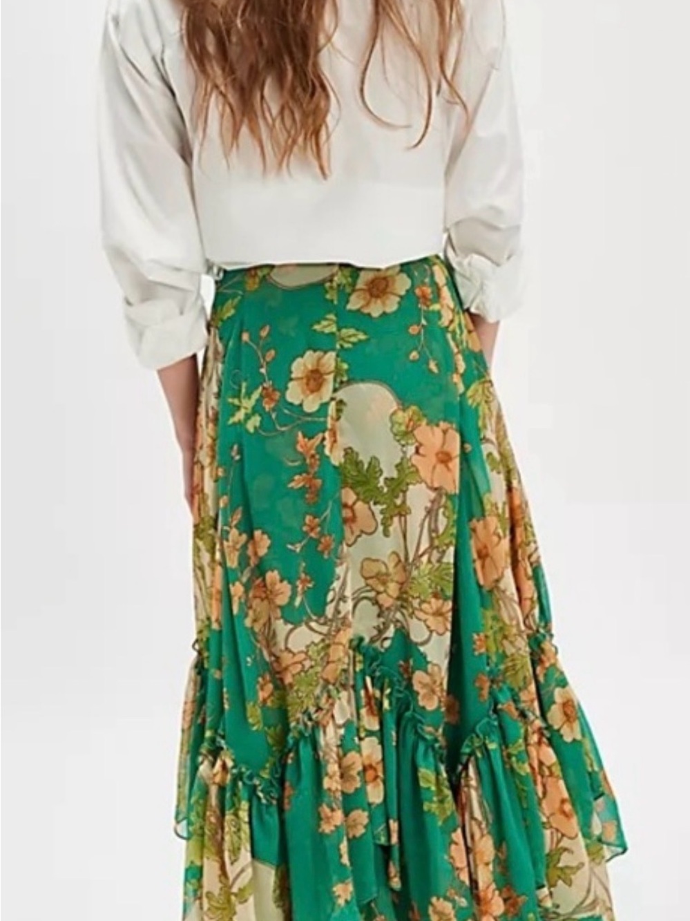 457. AMBER SKY chiffon maxi floral skirt NWT